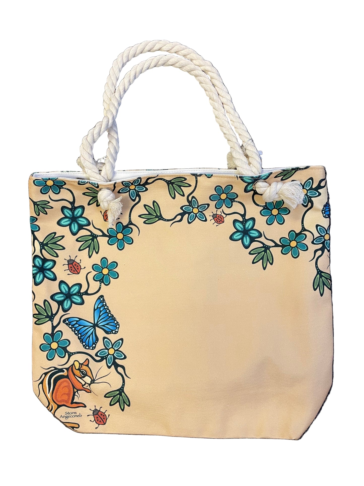 Montague Indigenous Crafts - Tote Bag With Rope Handles - Little Critter - Tan