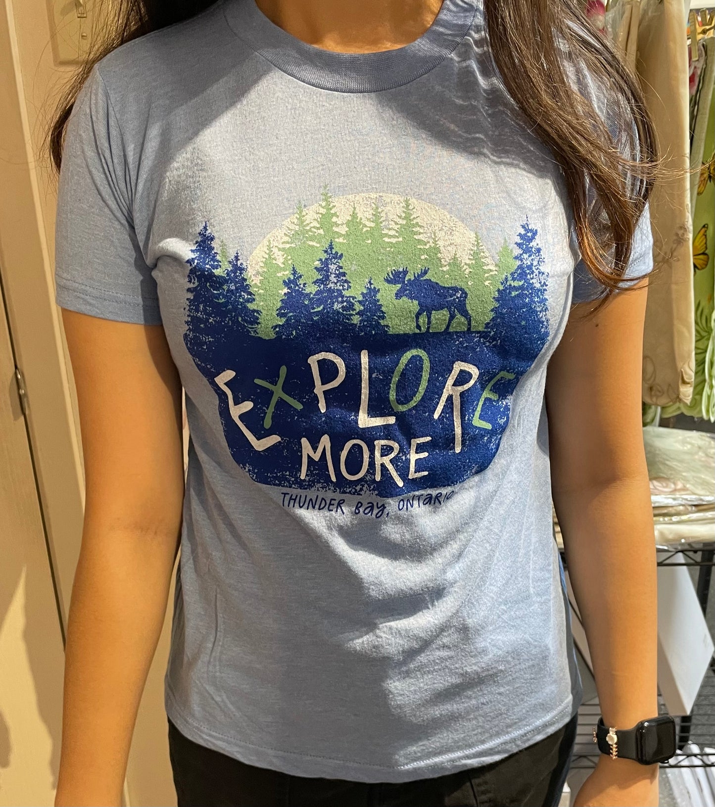 Youth Souvenir Clothing - T-shirt - Explore More - Thunder Bay, Ontario -Heather Blue