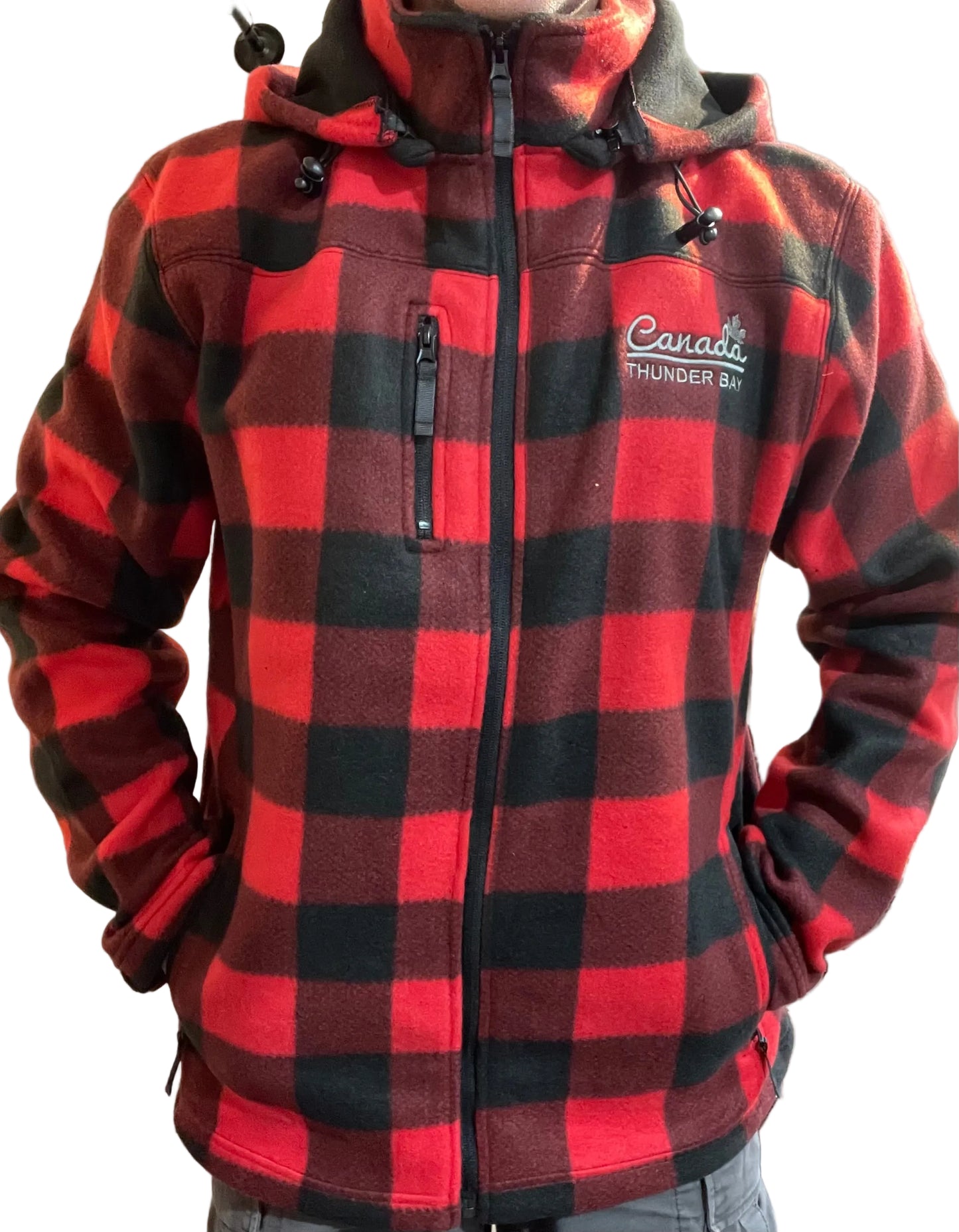 Men's Hooded Plaid Jacket - "Thunder Bay, Canada"