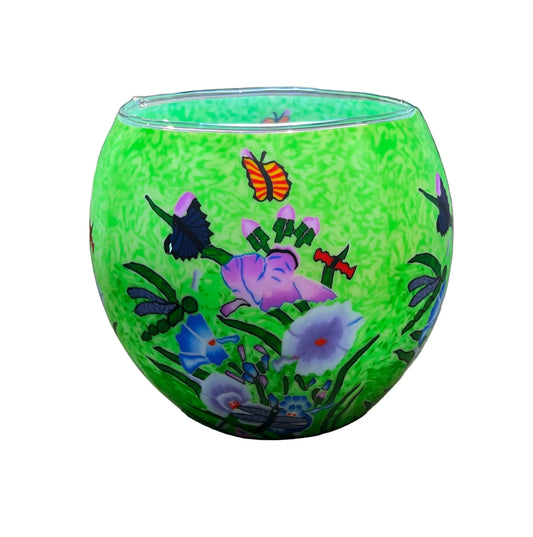 Claymaster - Decorative Handcrafted Glass Globe with LED Light - Nature's Garden