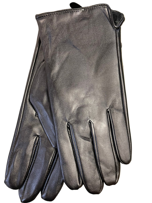 Men's Leather Texting Gloves - Black