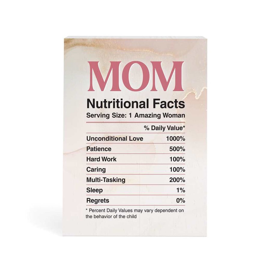 Sign - Block Sign - Mom - Nutritional Facts