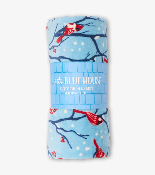 Fleece Throw Blanket - Winter Cardinals