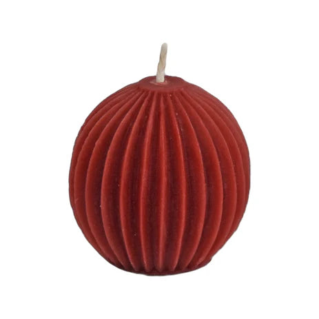 Honey Candles - Burgundy Beeswax Fluted Sphere Candle