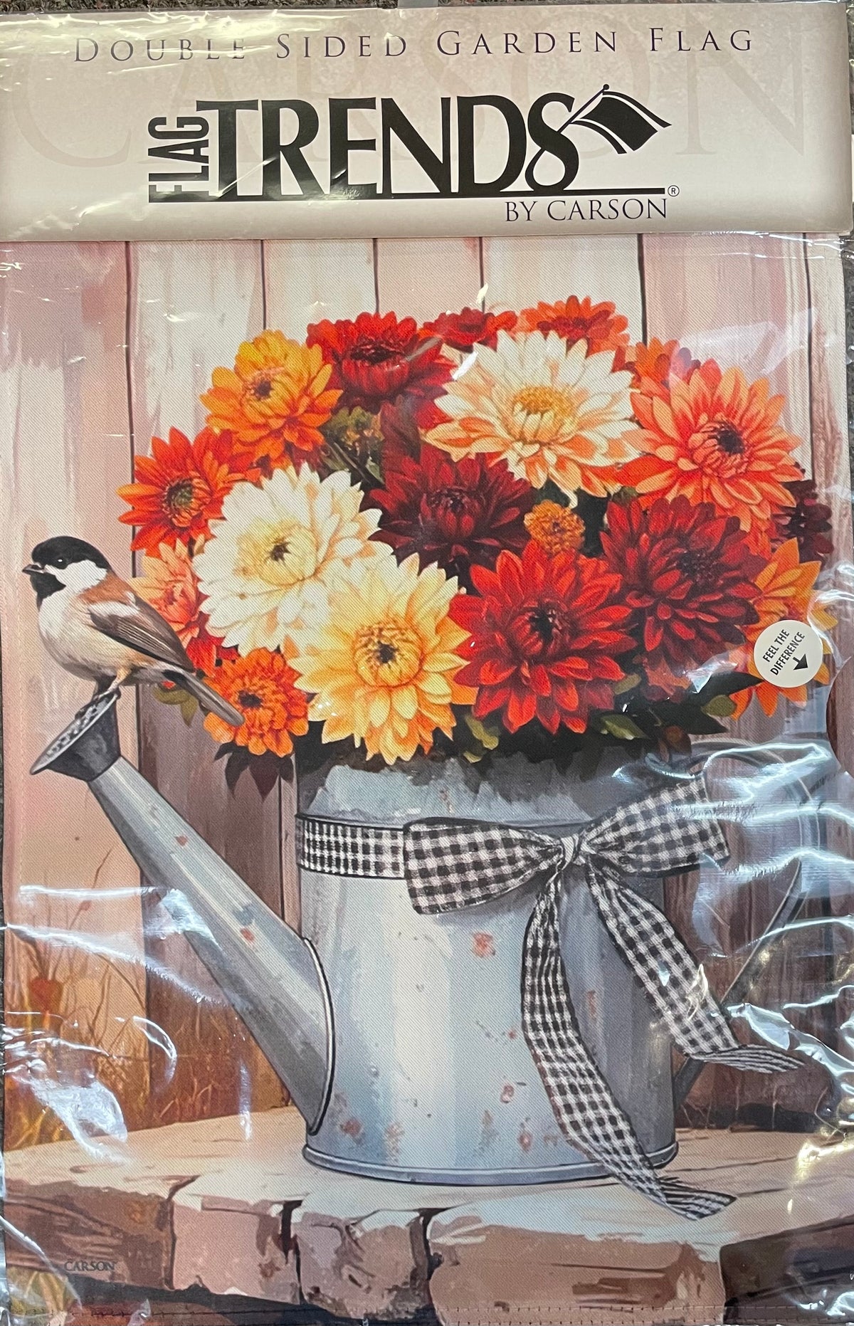 Garden - Garden Flag - Chickadee & Mums