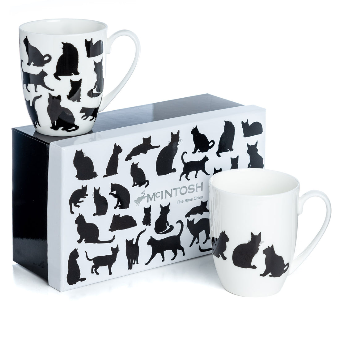 McIntosh China - Cat Silhouette - Mug Pair