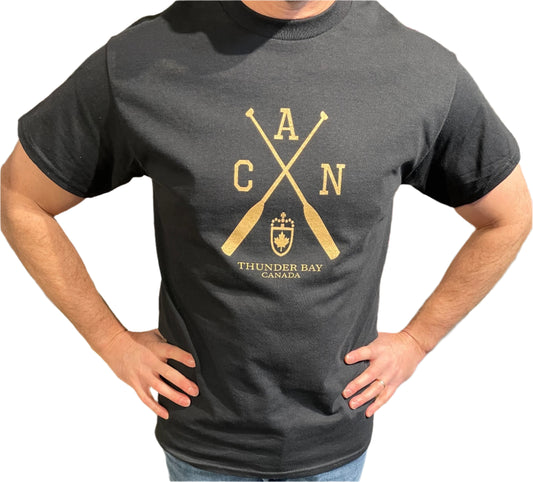 Souvenir Clothing - T-Shirt - Paddles - Thunder Bay, Canada - Black