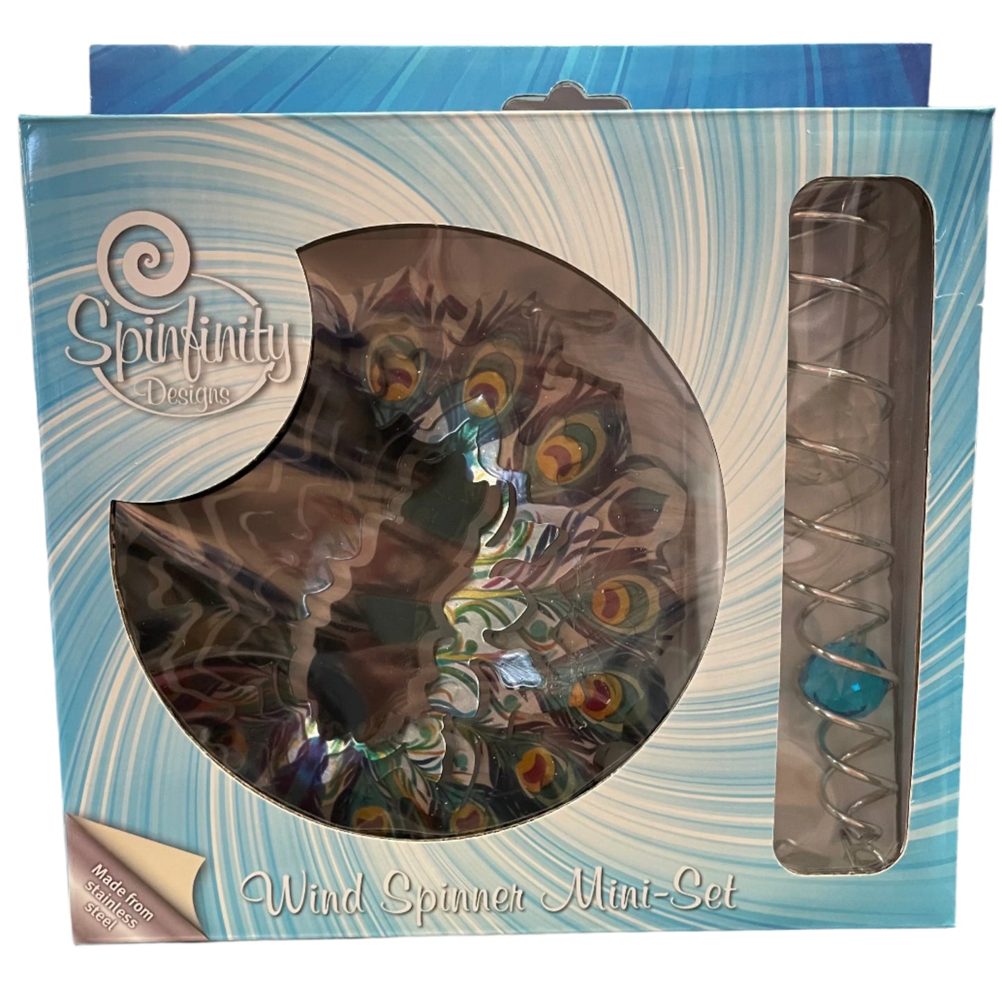 Garden - Wind Spinner - Mini Peacock With Chrystal Twister