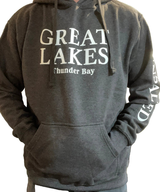 Hooded Sweatshirt - Unisex - Thunder Bay, Canada - Great Lakes, Unsalted - Heather Charcoal