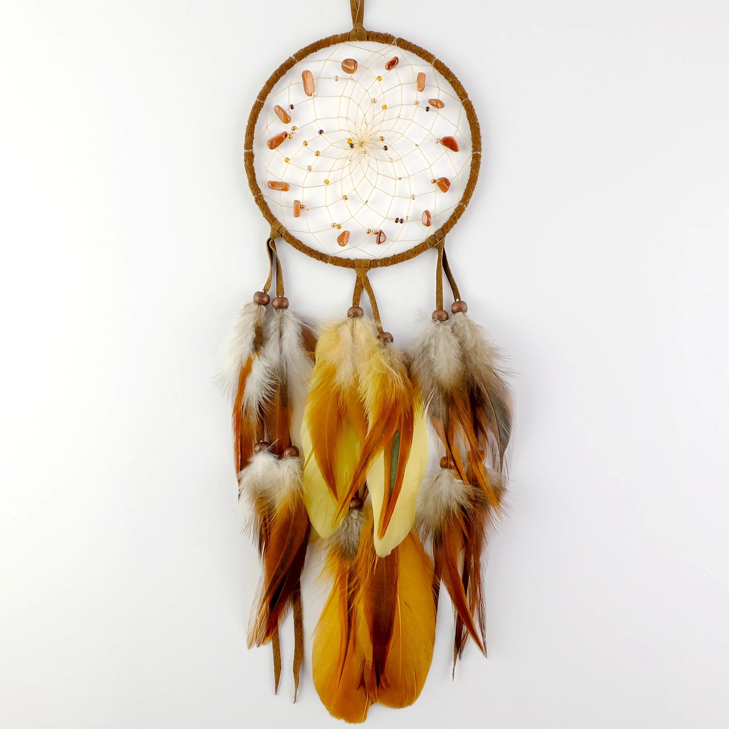 Dream Catcher - Golden Brown with Semi-Precious Stones