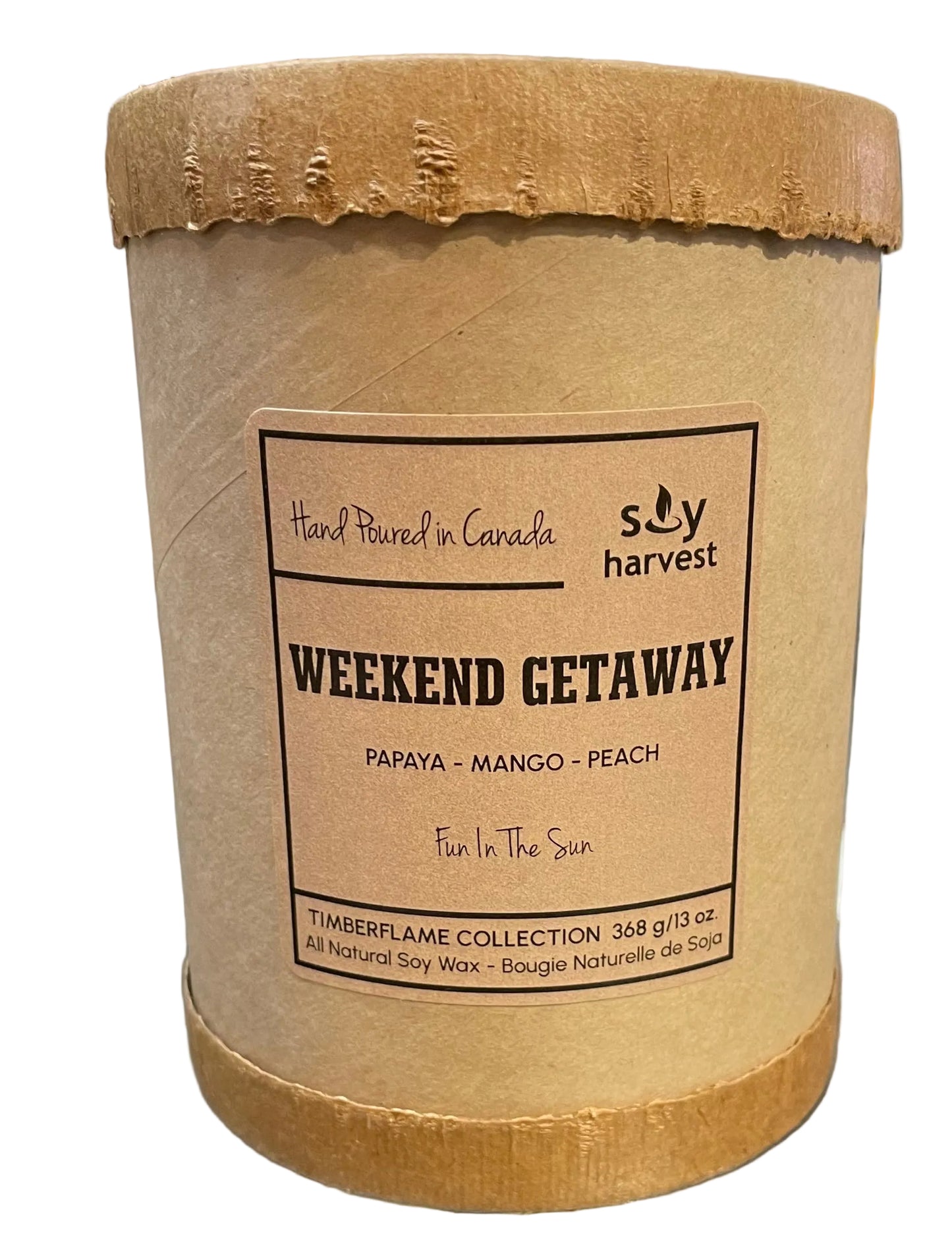 Soy Harvest Candles - Timber Flame - Weekend Getaway
