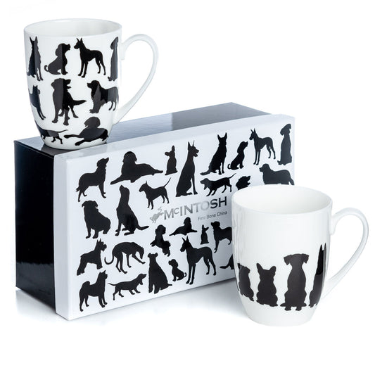 McIntosh China - Dog Silhouette - Mug Pair