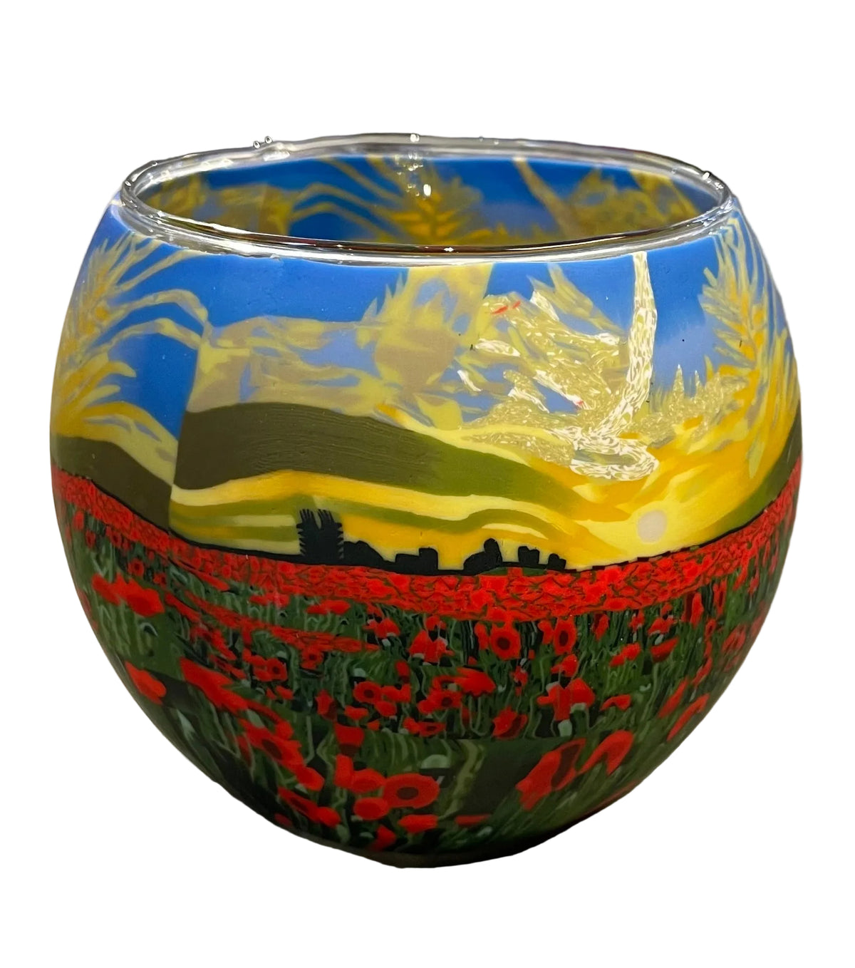 Claymaster - Decorative Handcrafted Glass Globe with LED Light - Poppy Sunrise