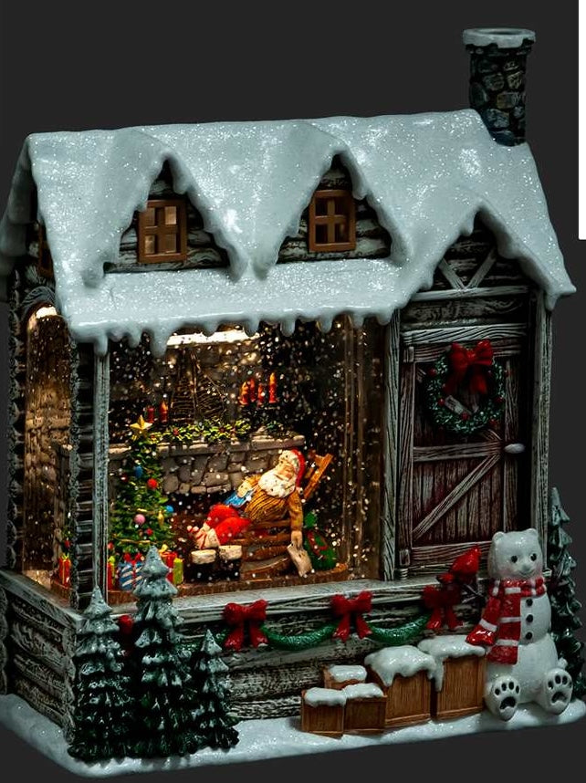 Christmas - LED Log Cabin with Santa