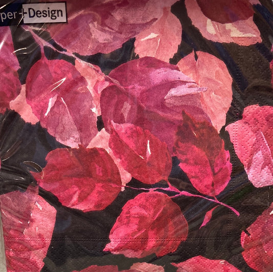 Napkins - Maroon Leaves - Lunch