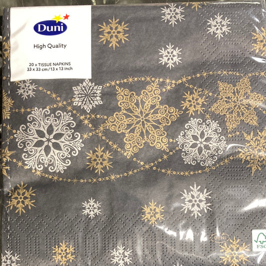 Napkins ￼- snow glitter - black