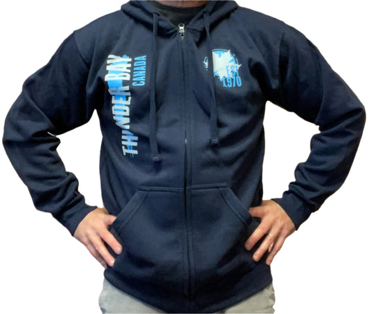 Souvenir Clothing - Full Zip Hoodie - Thunder Bay, Canada, Est. 1970 - Navy