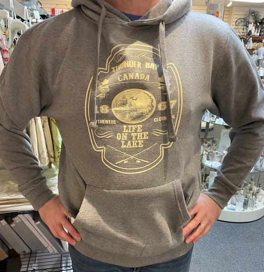 Souvenir Clothing - Basic Hoodie - Thunder Bay, Canada, Life on the Lake - Graphite Heather