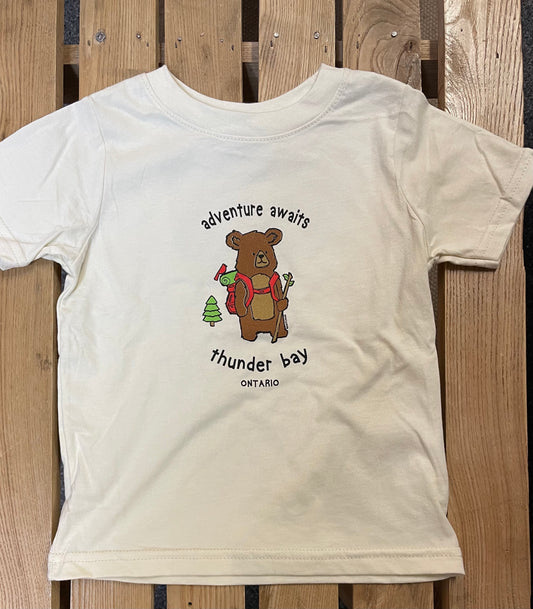 Kid's T-Shirt - Backpack Bear - Thunder Bay, Ontario - Natural