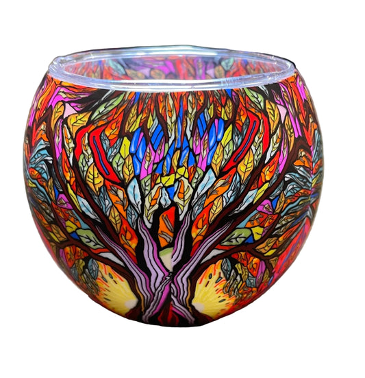 Claymaster - Decorative Handcrafted Glass Globe with LED Light - Colourful Tree of Life