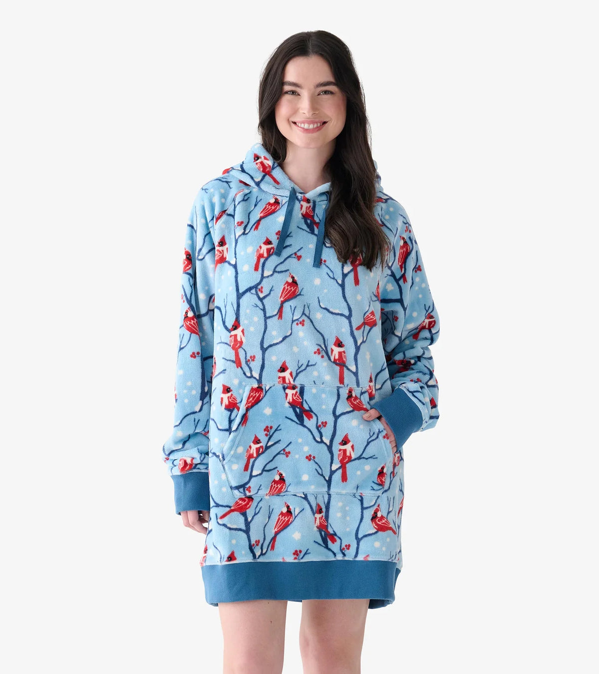 Oversized Fleece Hoodie - Winter Cardinals