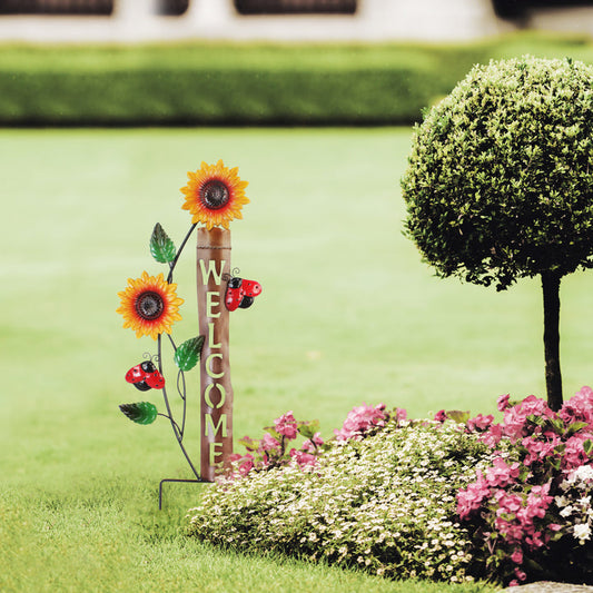 Garden - Sunflower & Lady Bug Welcome Stake