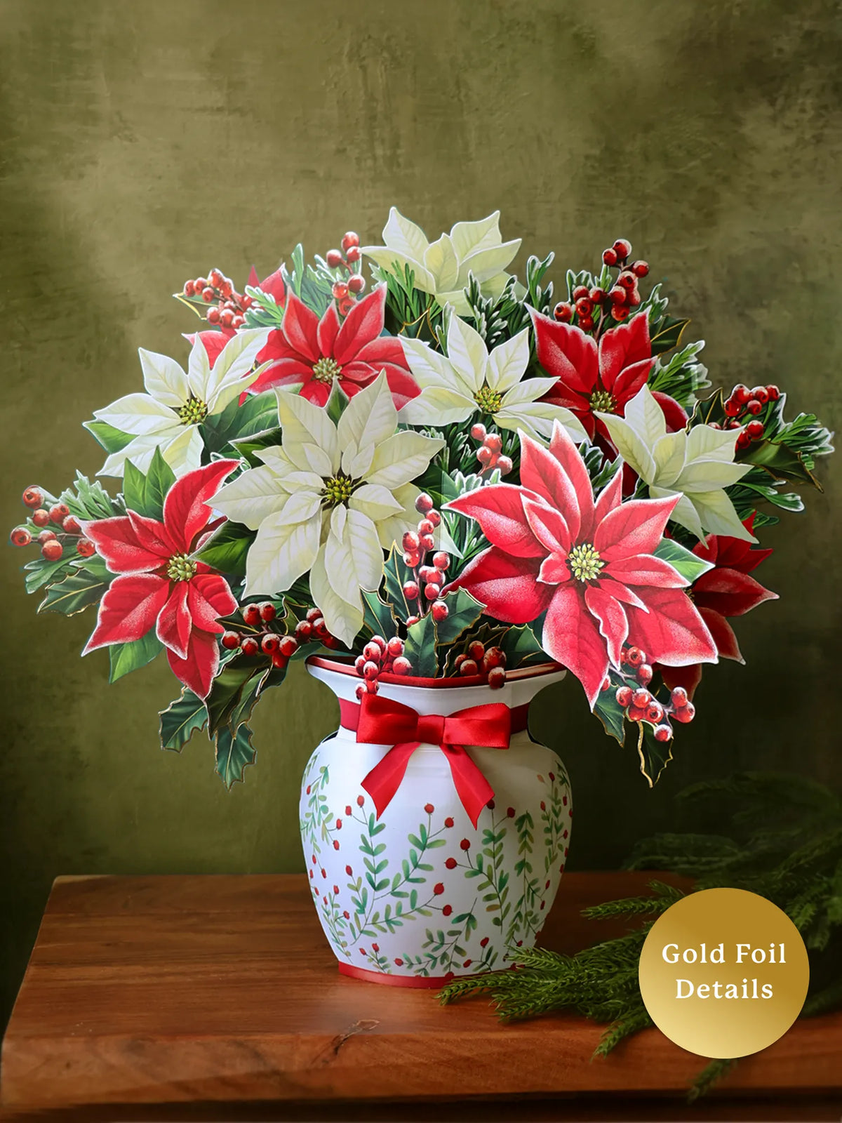 Pop-Up Flower Bouquet - Festive Poinsettias