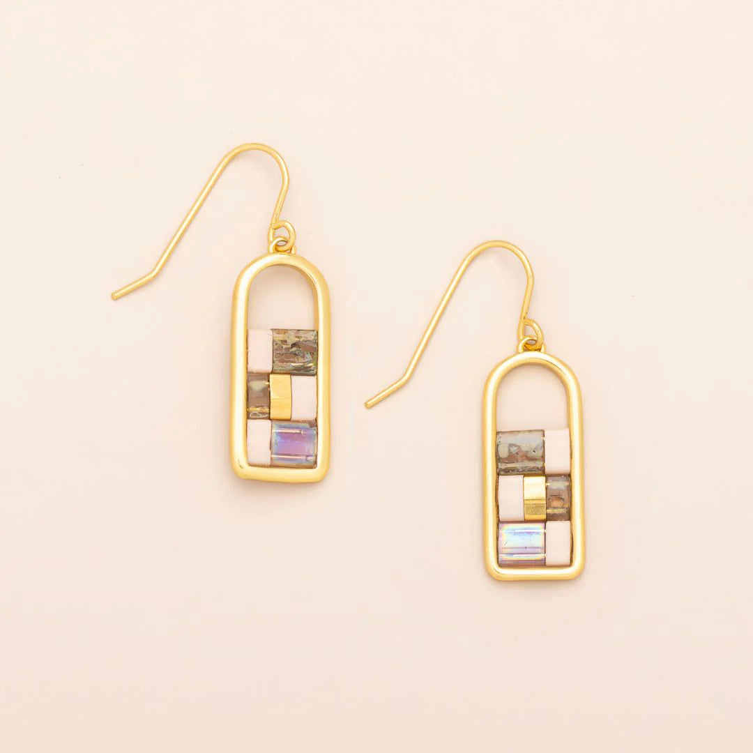 Scout Curated Wears - Good Karma Miyuki Frame Earring - Blush/Topaz/Gold