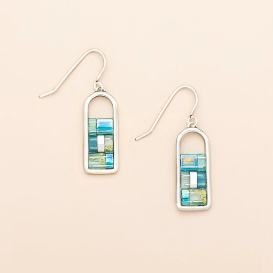 Scout Curated Wears - Good Karma Miyuki Frame Earring - Marine/Silver