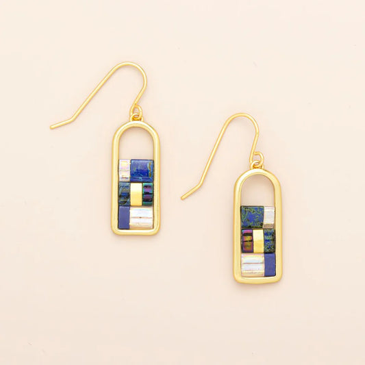 Scout Curated Wears - Good Karma Miyuki Frame Earring - Indigo/Gold