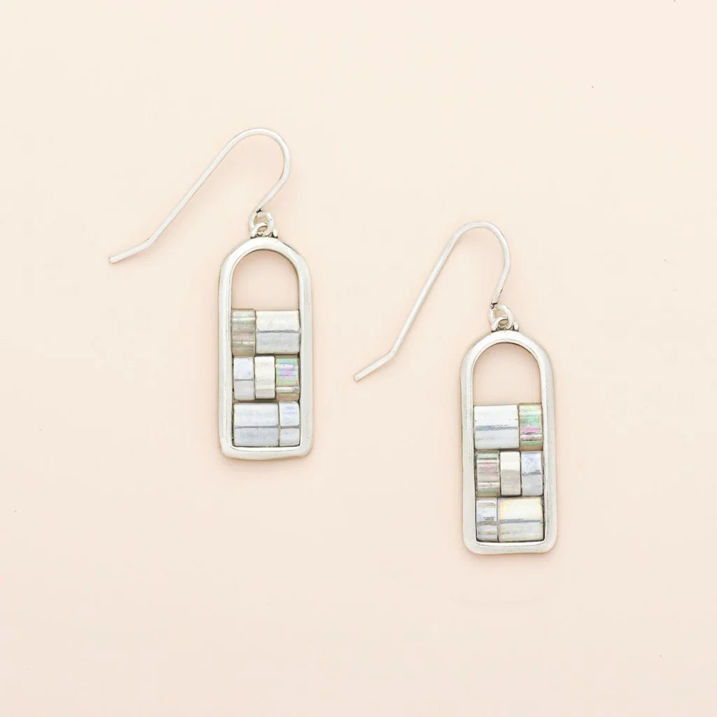 Scout Curated Wears - Good Karma Miyuki Frame Earring - Frost/Silver
