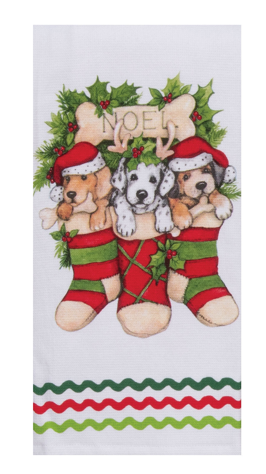 Christmas - Bowie Wowie Christmas Stocking Pups Dual Purpose Terry Towel