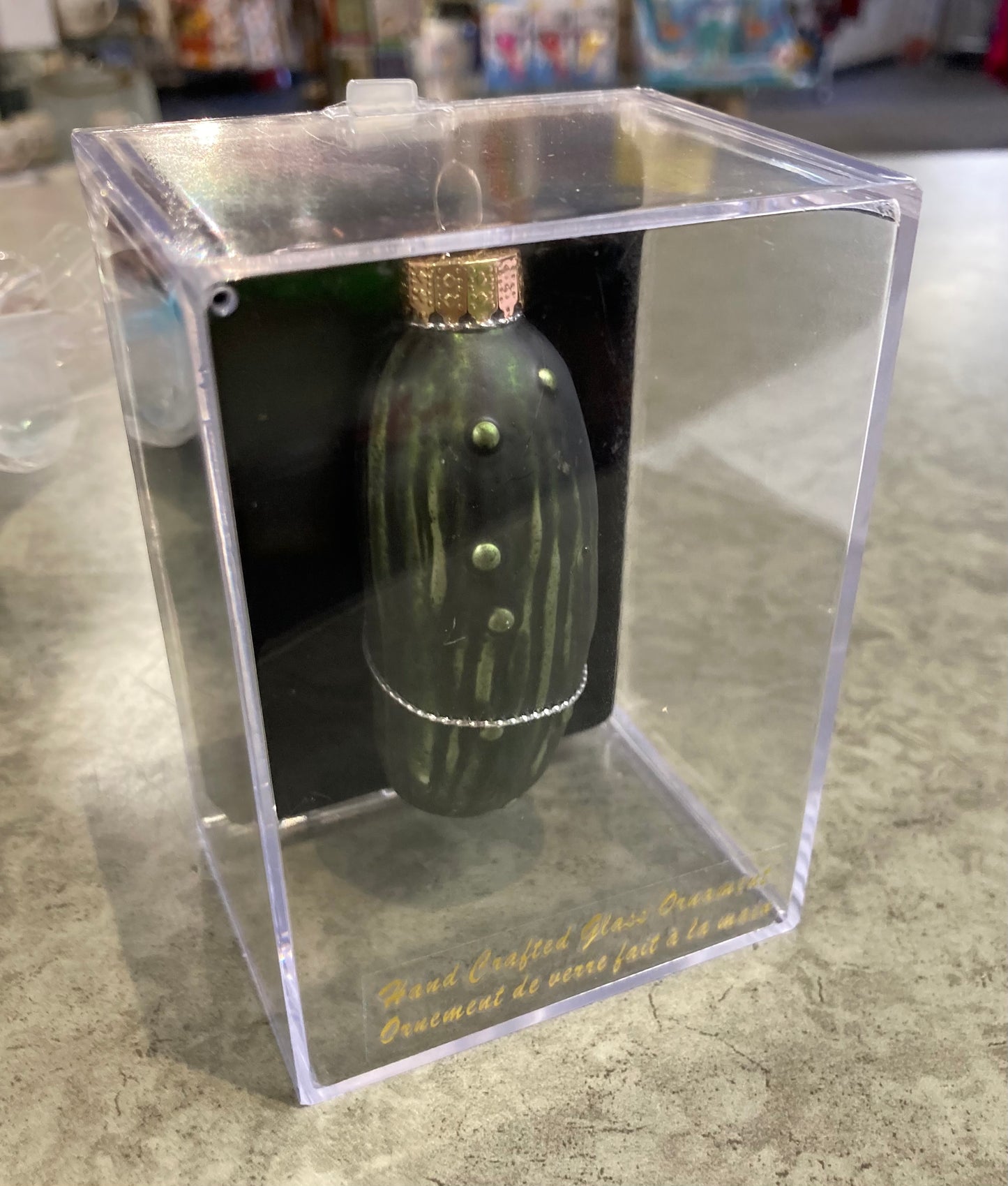 Christmas - Glass Pickle Ornament in Acrylic Box