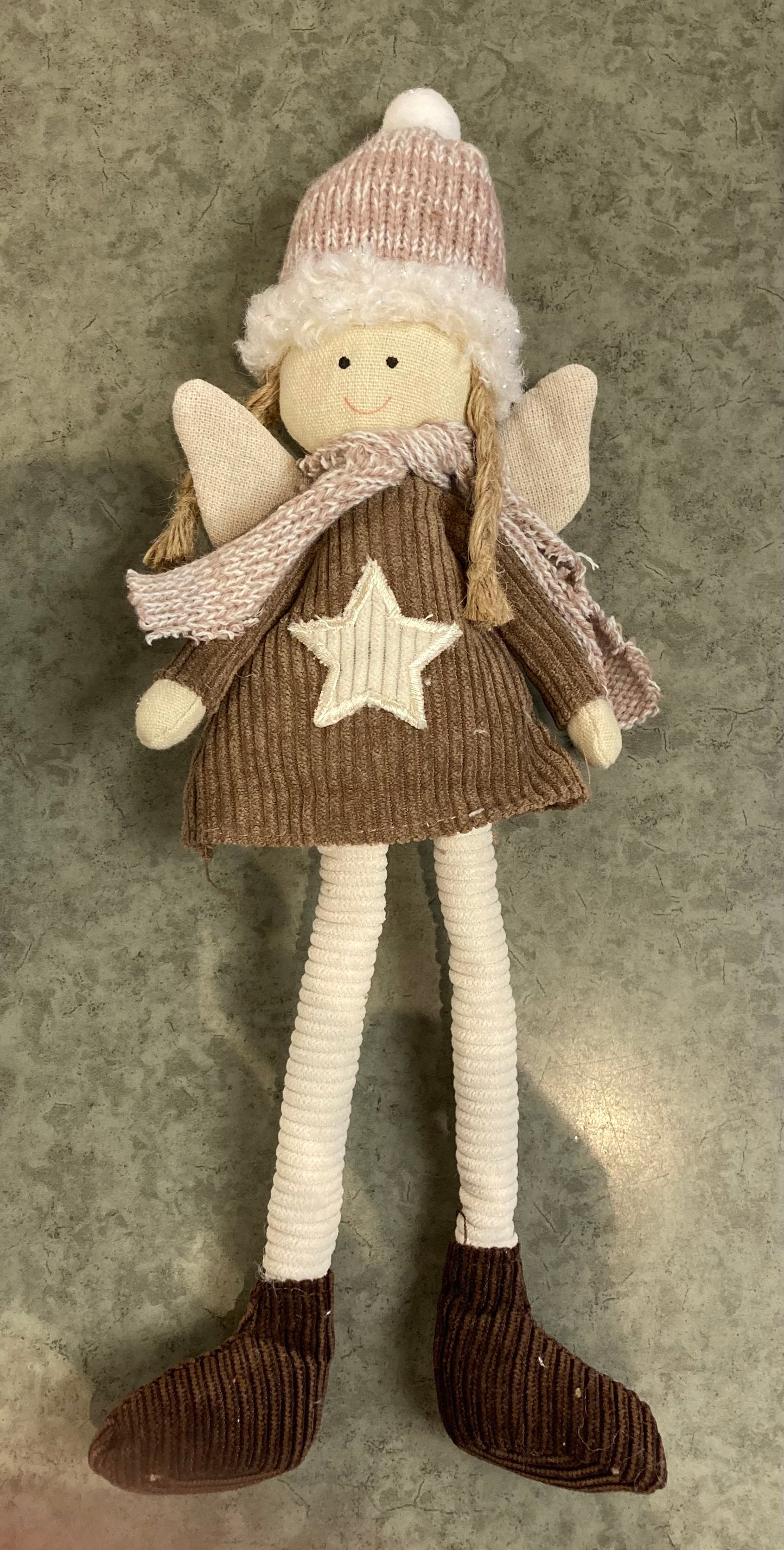 Christmas - Brown or White Dangly Leg Angel