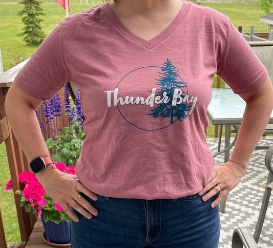 Souvenir Clothing - Ladies V-Neck T-shirt - Thunder Bay - Terracotta
