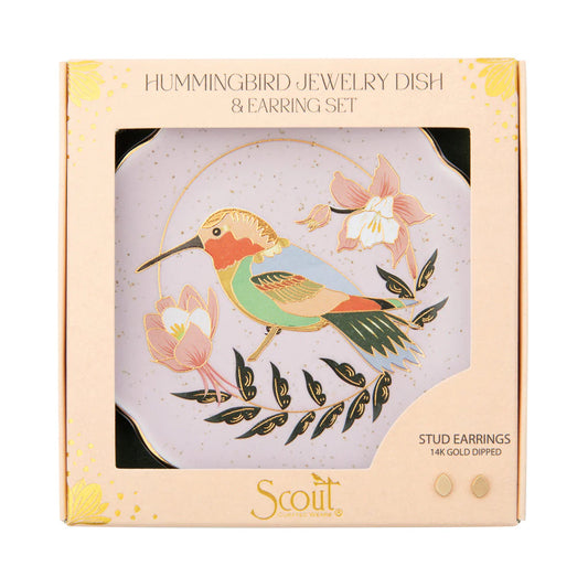 Scout Curated Wears - Jewelry Dish & Stud Earring Set - Hummingbird/Lavender