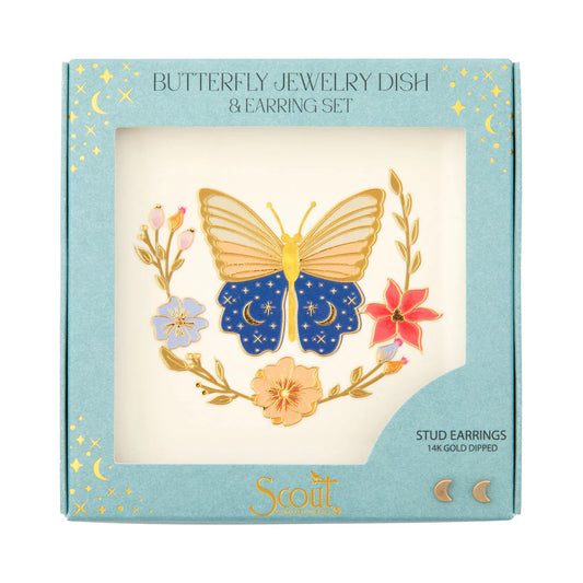 Scout Curated Wears - Jewelry Dish & Stud Earring Set - Butterfly/Cream