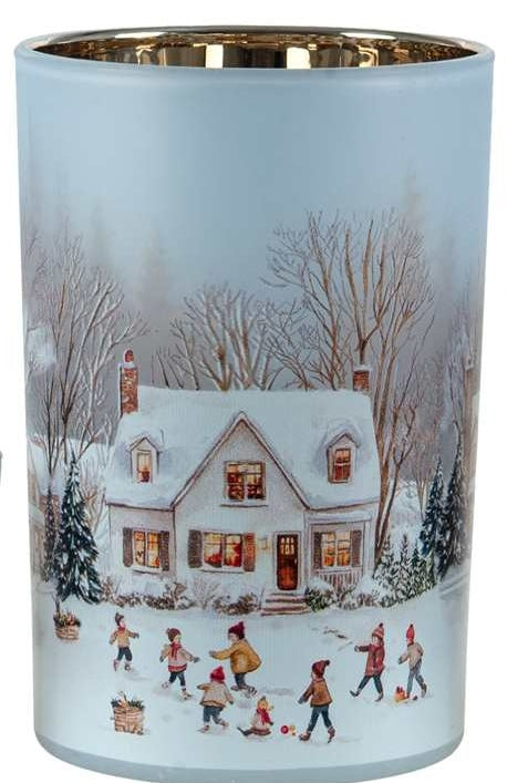 Christmas - Glass Cylinder with Houses - 3 sizes