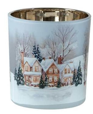 Christmas - Glass Cylinder with Houses - 3 sizes