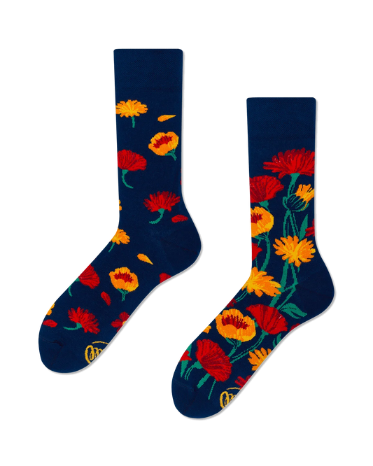 Many Mornings Socks - Flower Power Navy