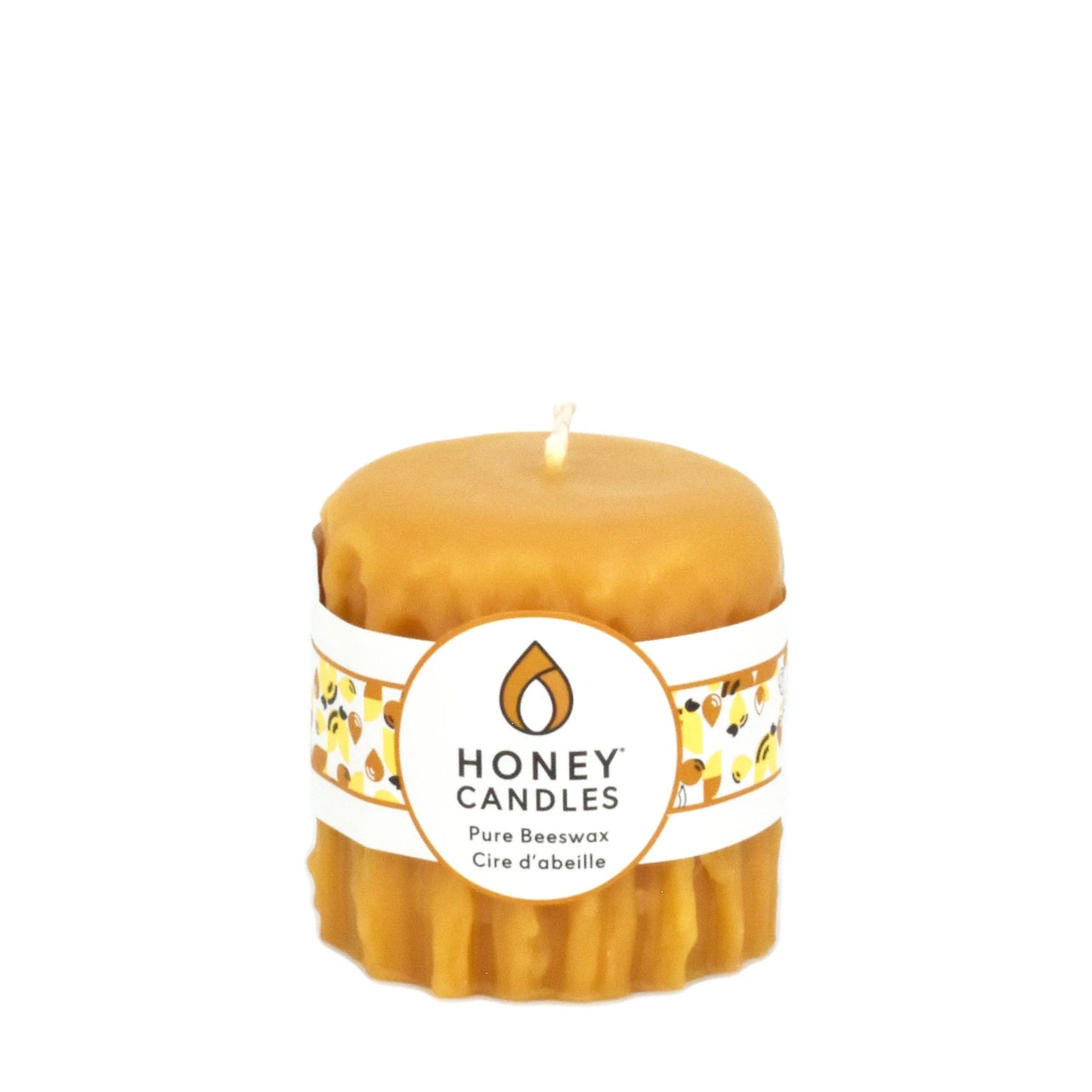 Honey Candles - 3" Pillar Heritage Drip Natural Beeswax