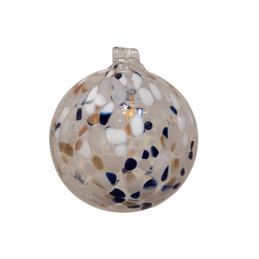 Kitras Art Glass - 3" Holiday Calico Ball - Peace