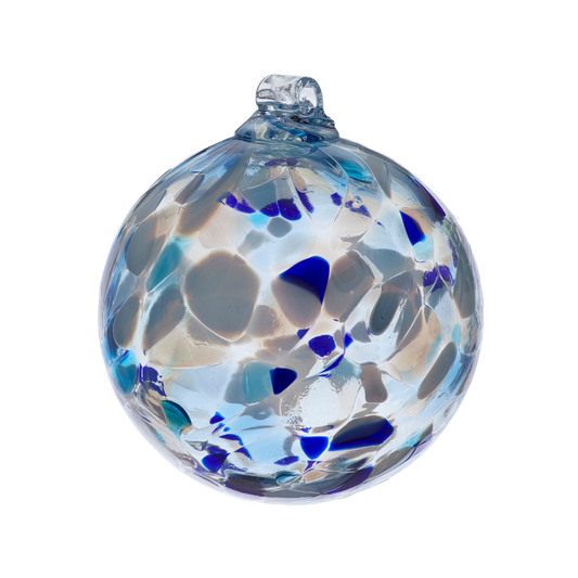 Kitras Art Glass - 3" Holiday Calico Ball - Blues