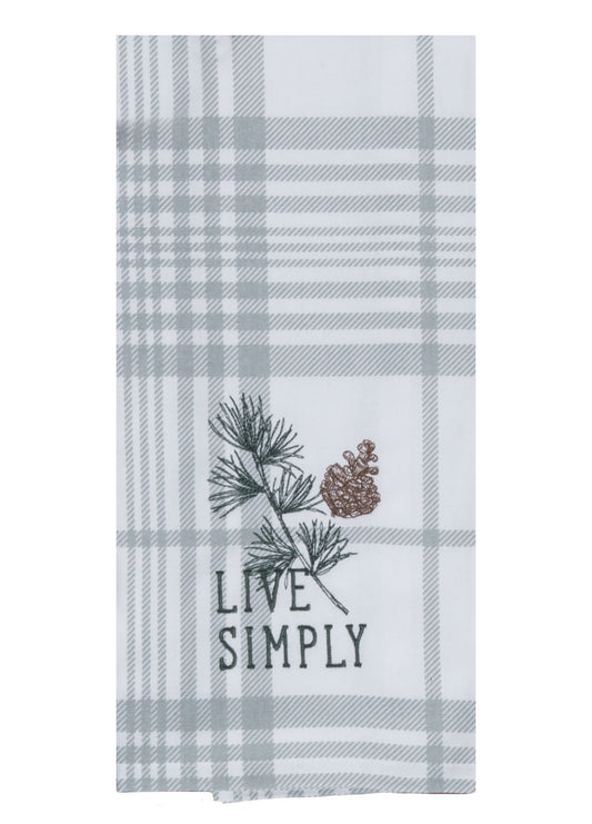 Tea Towel - Live Simply Pinecone