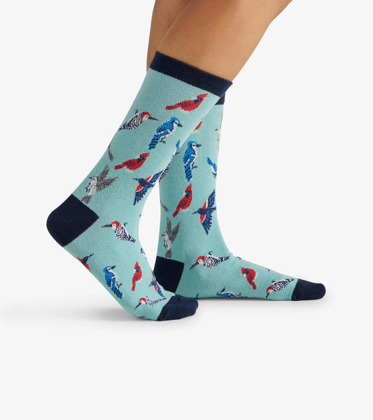 Women's Crew Socks - Birds