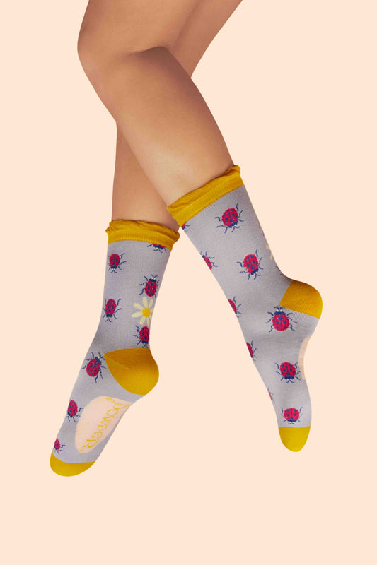 Powder Collection - Ladies' Ankle Socks - Lovely Ladybirds