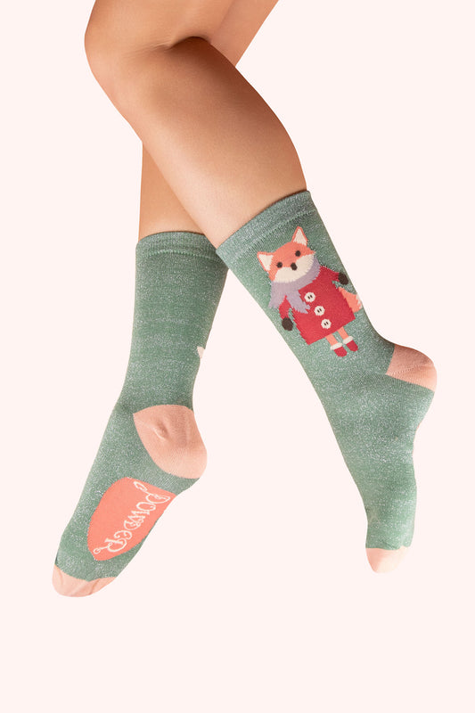 Powder Collection - Fox Glitter Ankle Socks