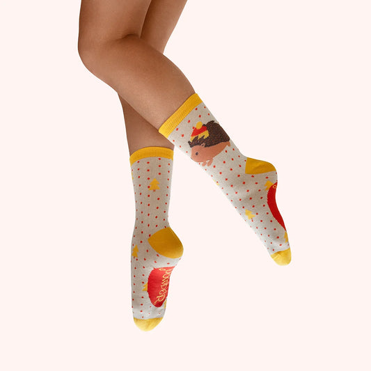 Powder Collection - Ankle Socks - Hedgehog in Hat - Glitter