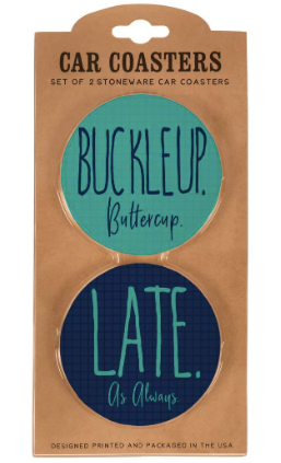 Car Coasters - Buckle Up - Stoneware