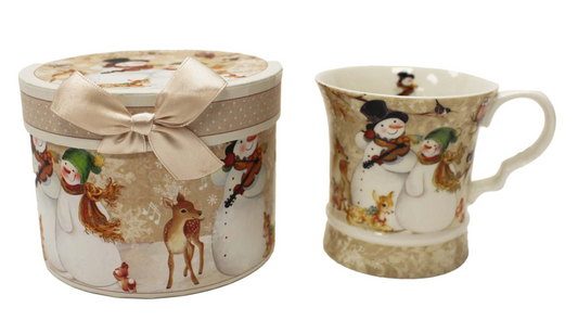 Christmas - Porcelain Mug with Gift Box - Snowman with Fiddle